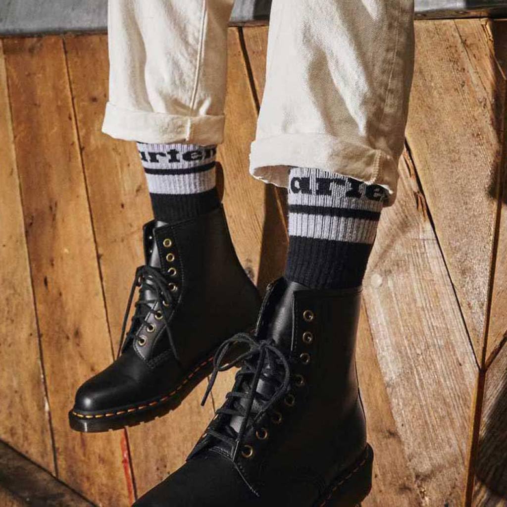 Dr. Martens Unisex Double Doc Sock Black+white Organic Cotton Blend