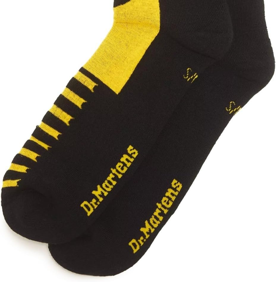 Dr. Martens Unisex Double Doc Sock Black+yellow Organic Cotton Blend
