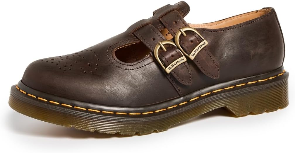 Dr. Martens Women's 8065 Mary Jane Leather Flat Shoe Dark Brown