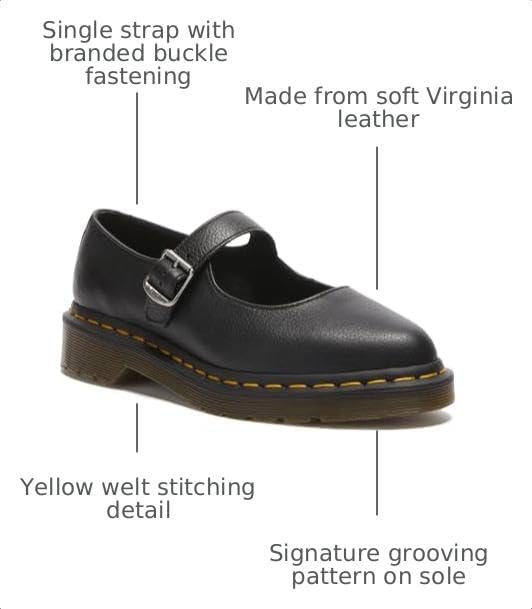 Dr. Martens, Women's, Elphie MJ, Black, 8, Medium